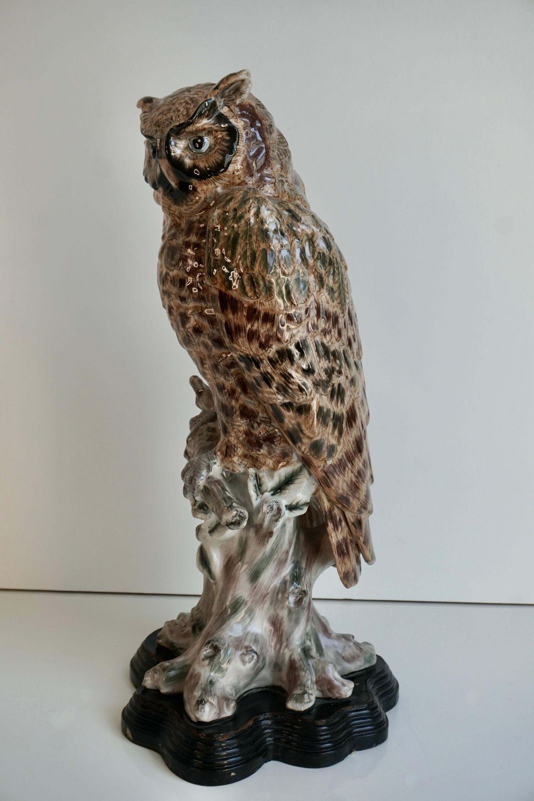 20th Century Rare And Mint Condition Brown Glazed Ceramic Barn Owl Sculpture photo for sale