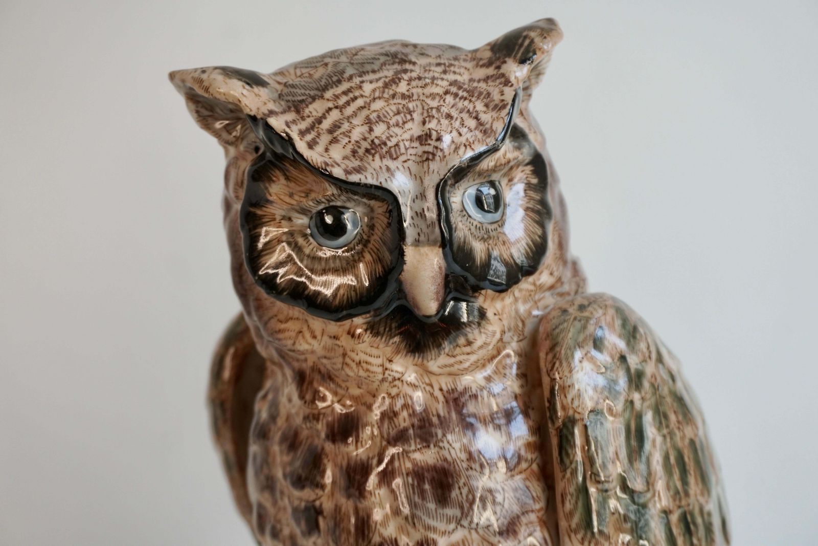 20th Century Rare And Mint Condition Brown Glazed Ceramic Barn Owl Sculpture photo vintage