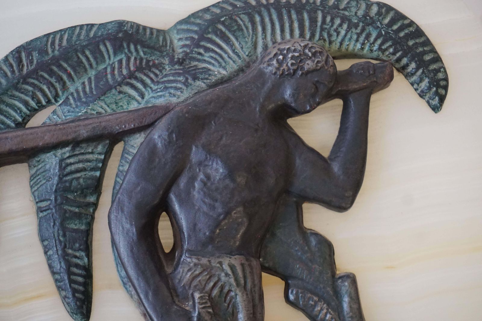 Art Deco Bronze And Onyx Hunting Sculpture photo for sale