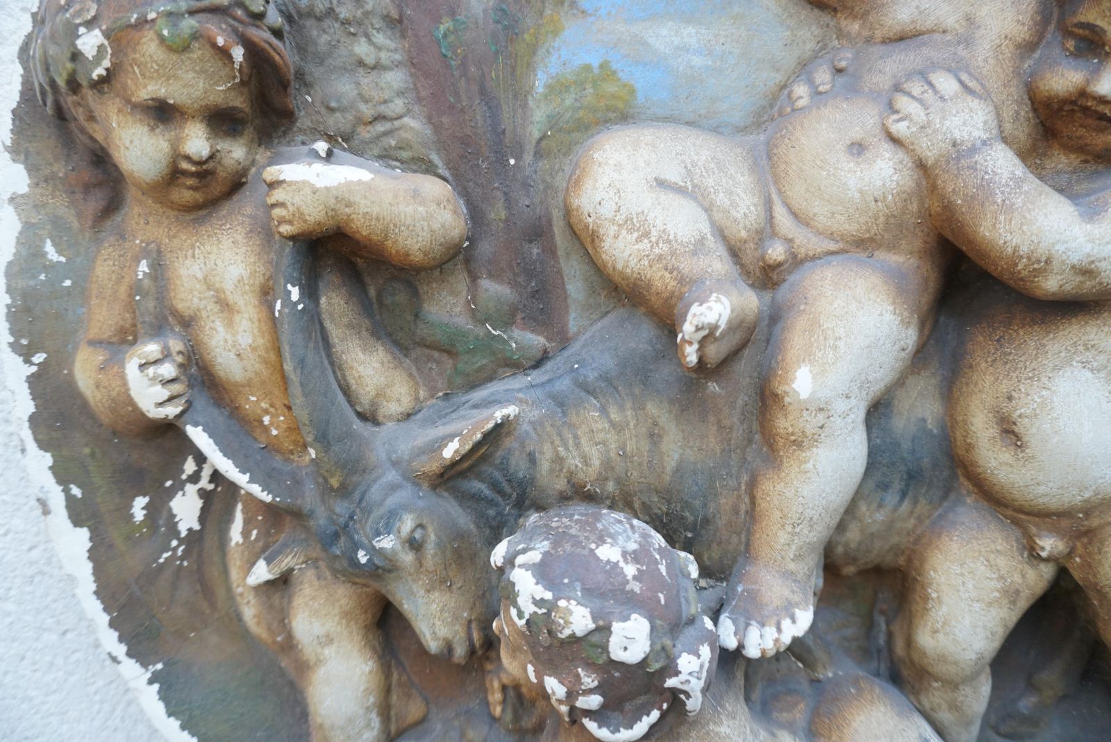 19th Century  French Plaster Relief Plaque Of Four Putti Cherubs photo vintage