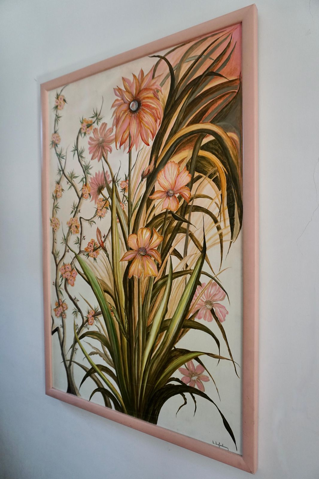 Realistic Pink Flowers Painting By L Lafortune photo furniture