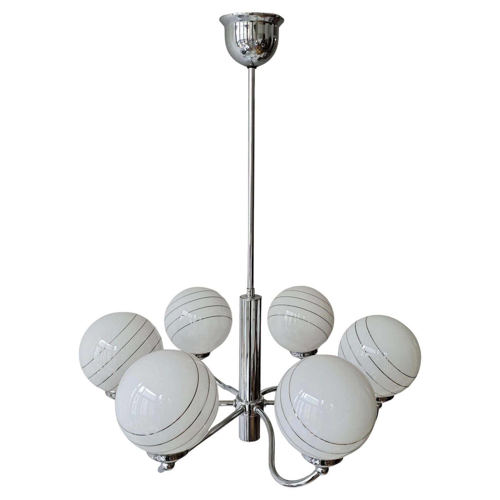 Murano Glass And Chrome Chandelier, 1970s, Italy photo for sale