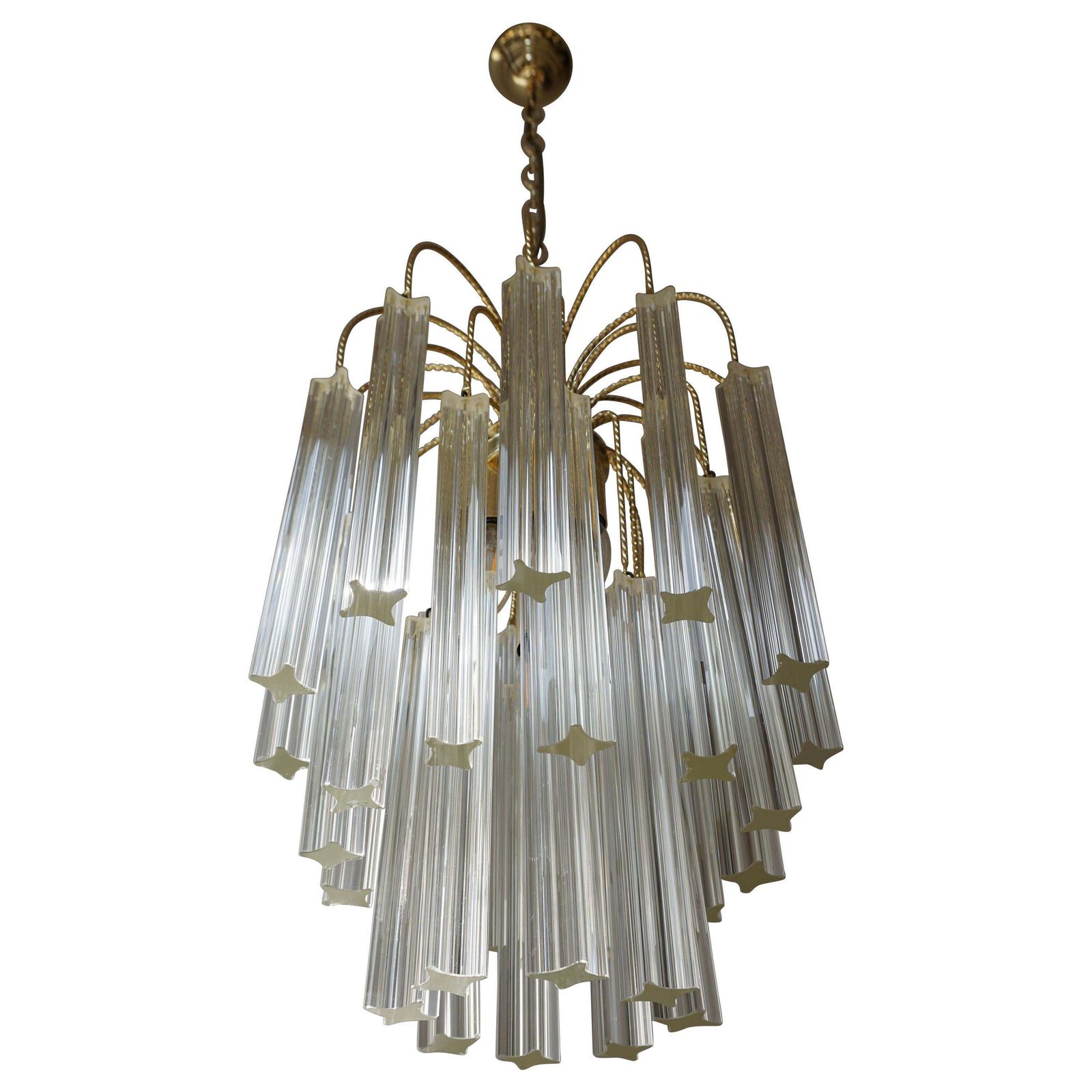 Venini Italian Quatro Punta Crystal Prism Chandelier