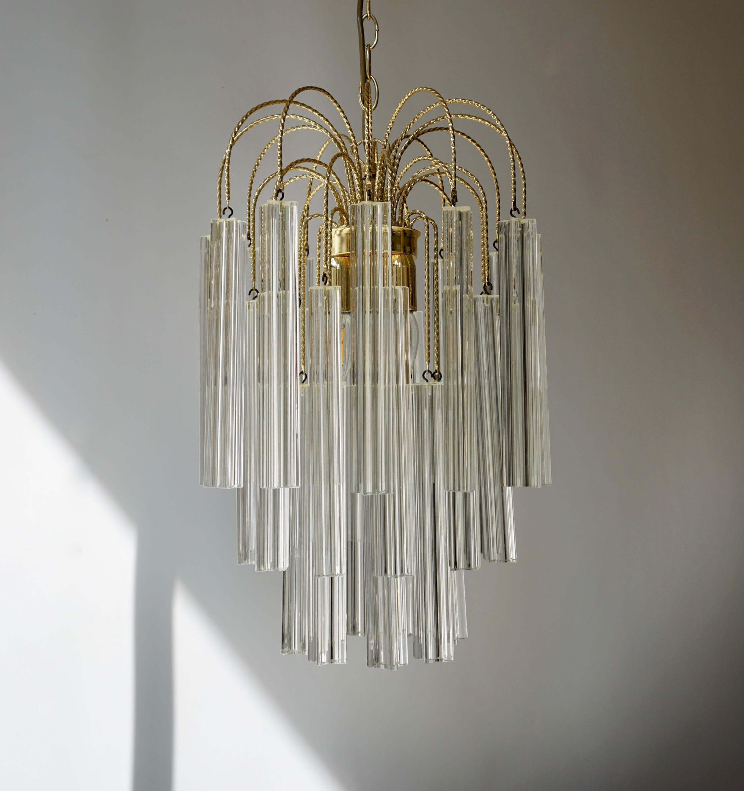 Venini Italian Quatro Punta Crystal Prism Chandelier photo Lighting