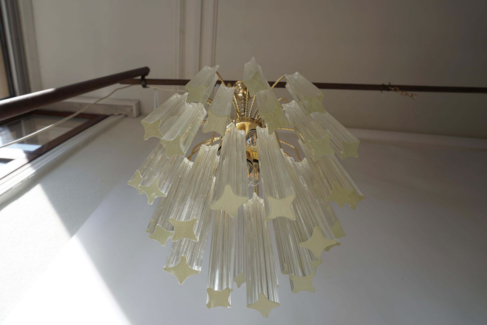 Venini Italian Quatro Punta Crystal Prism Chandelier photo 2043.0