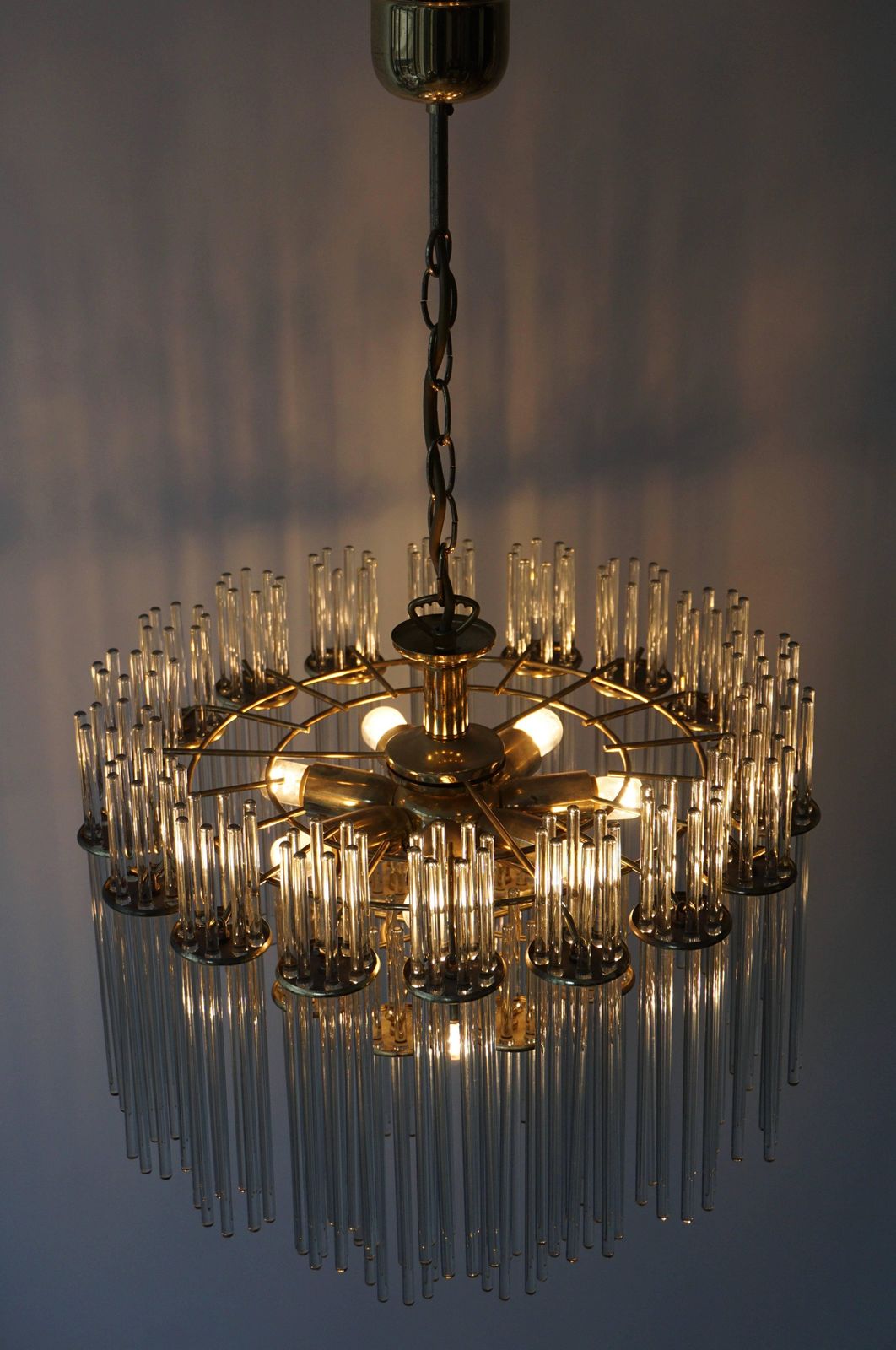 photo furniture Italian Murano Glass And Brass Chandelier