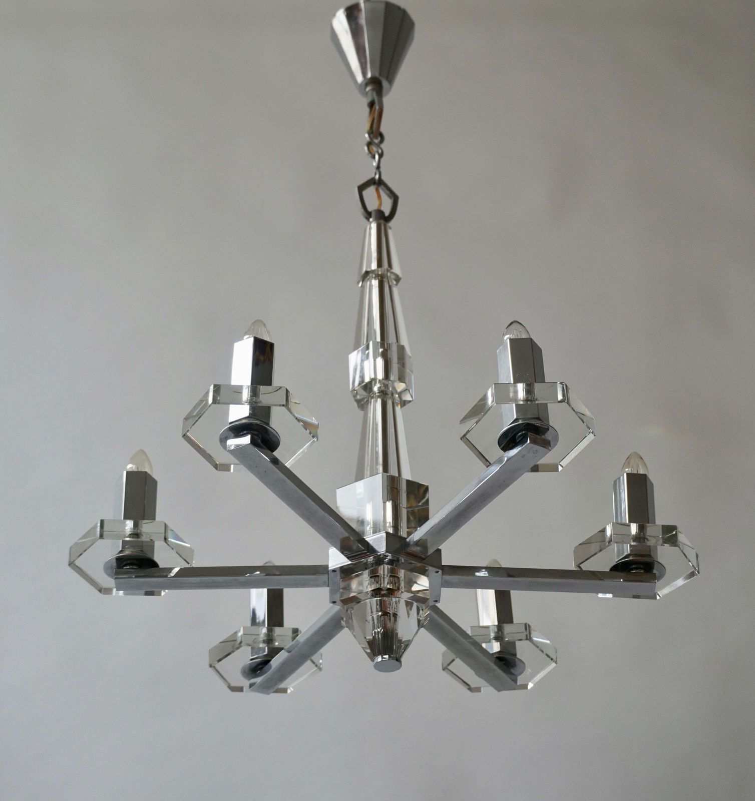 Precious Faceted Crystal Glass Art Deco Chandelier photo Lighting