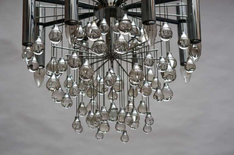 Mid Century Murano Glass And Chrome Chandelier By Gaetano Sciolari photo 3057.0