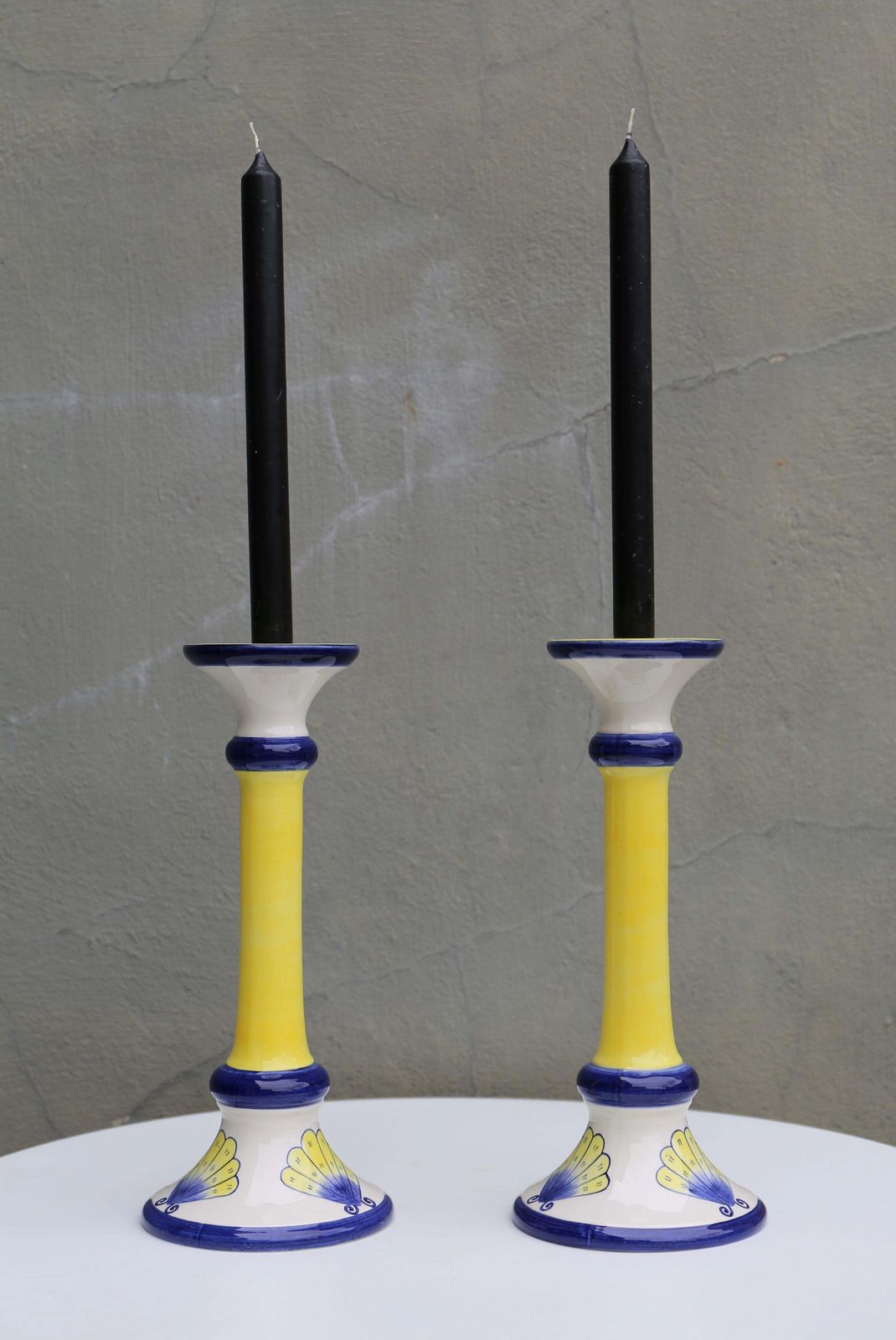 Pair Italian Hand Painted Butterfly Porcelain Candelabra photo for sale