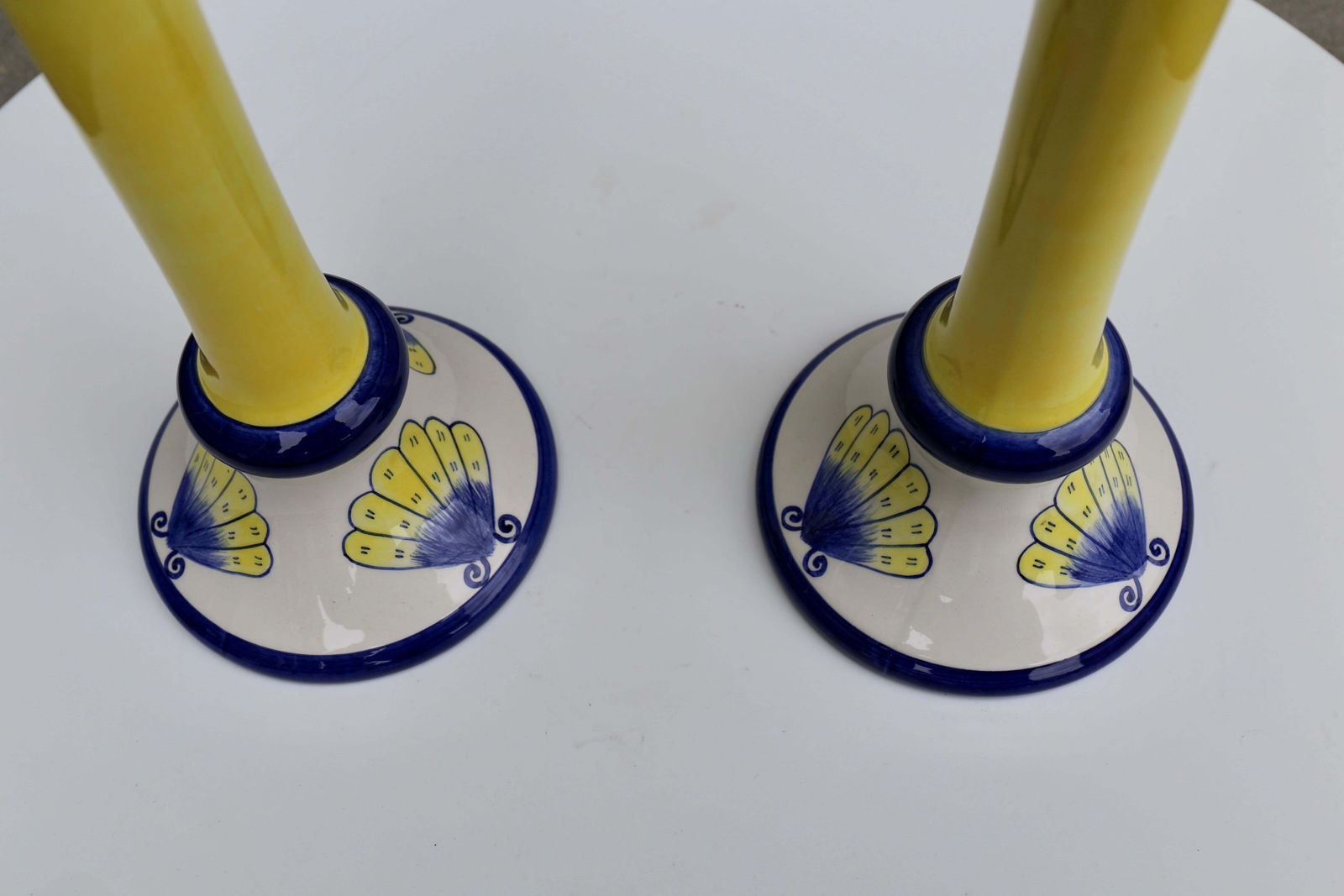 Pair Italian Hand Painted Butterfly Porcelain Candelabra photo buy