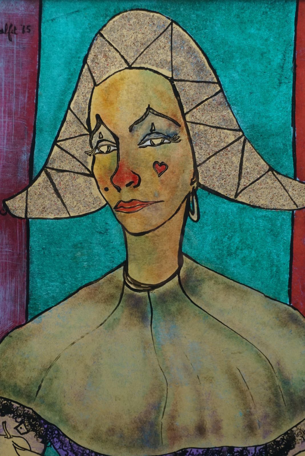 Malfet Eglomisé Harlequin Pierrot Painting photo for sale