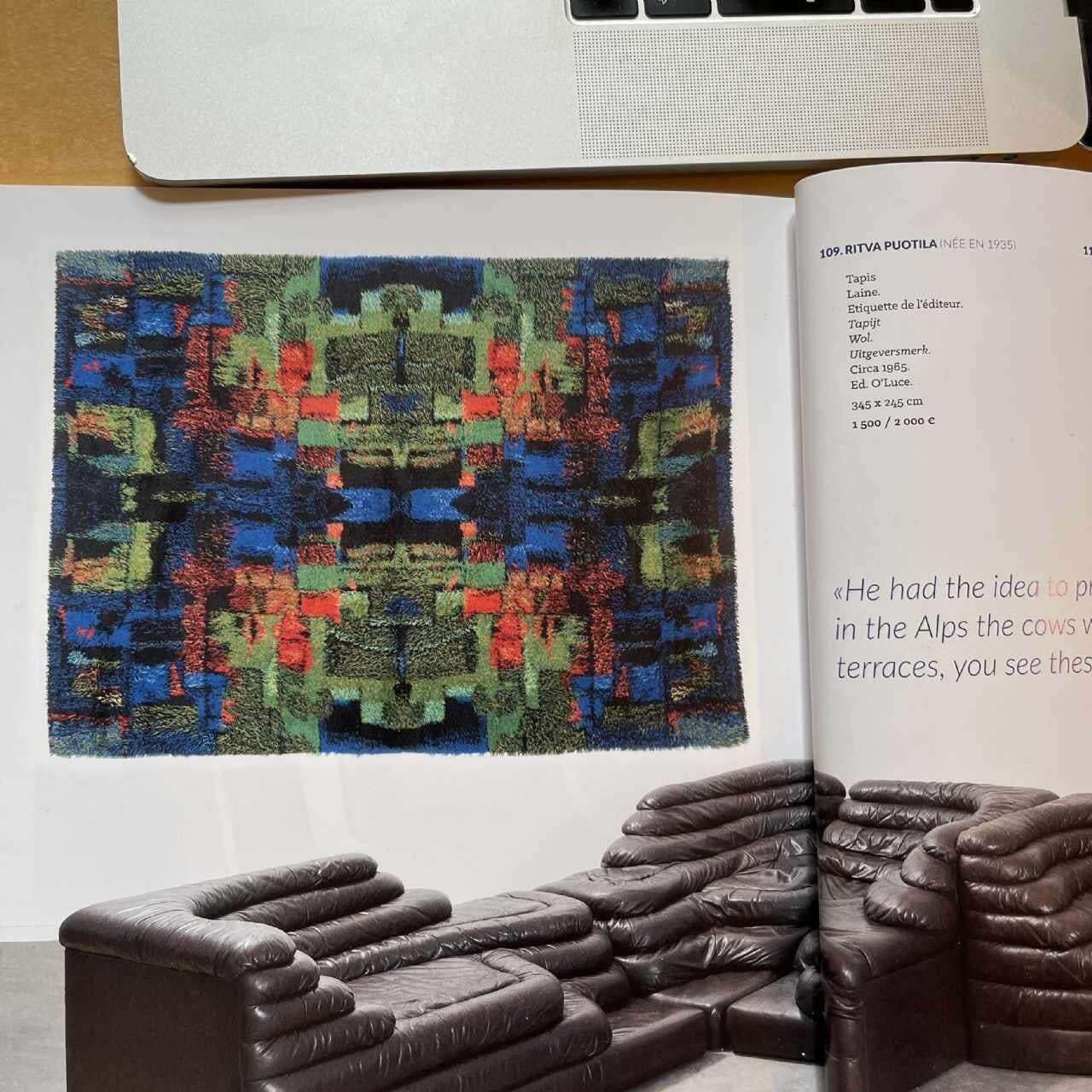 Textiles Ritva Puolita Gilde Muster Edition, Abstract Pure Wool Carpet Ca 1965 photo