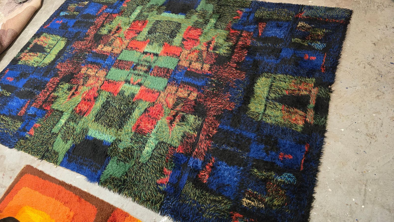 photo vintage Ritva Puolita Gilde Muster Edition, Abstract Pure Wool Carpet Ca 1965