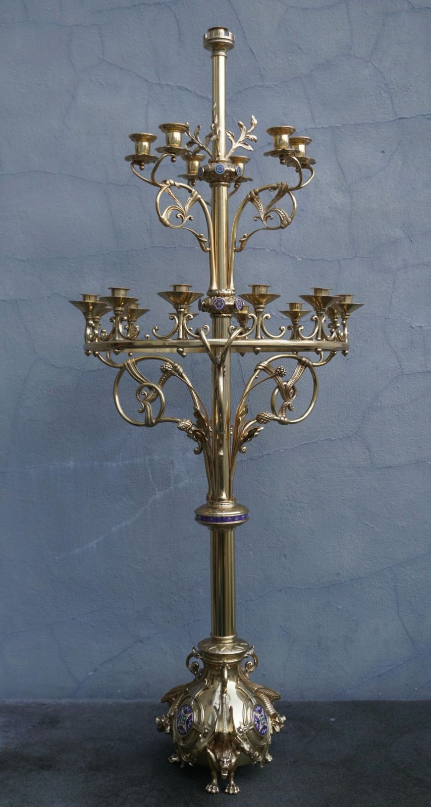 Large Church Antique Torcheres Floor Candlestick For 19 Candles photo buy
