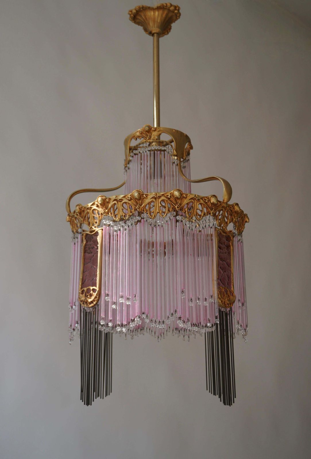 Art Nouveau Chandelier By Hector Guimard, France Paris 1900 1970 photo vinterior