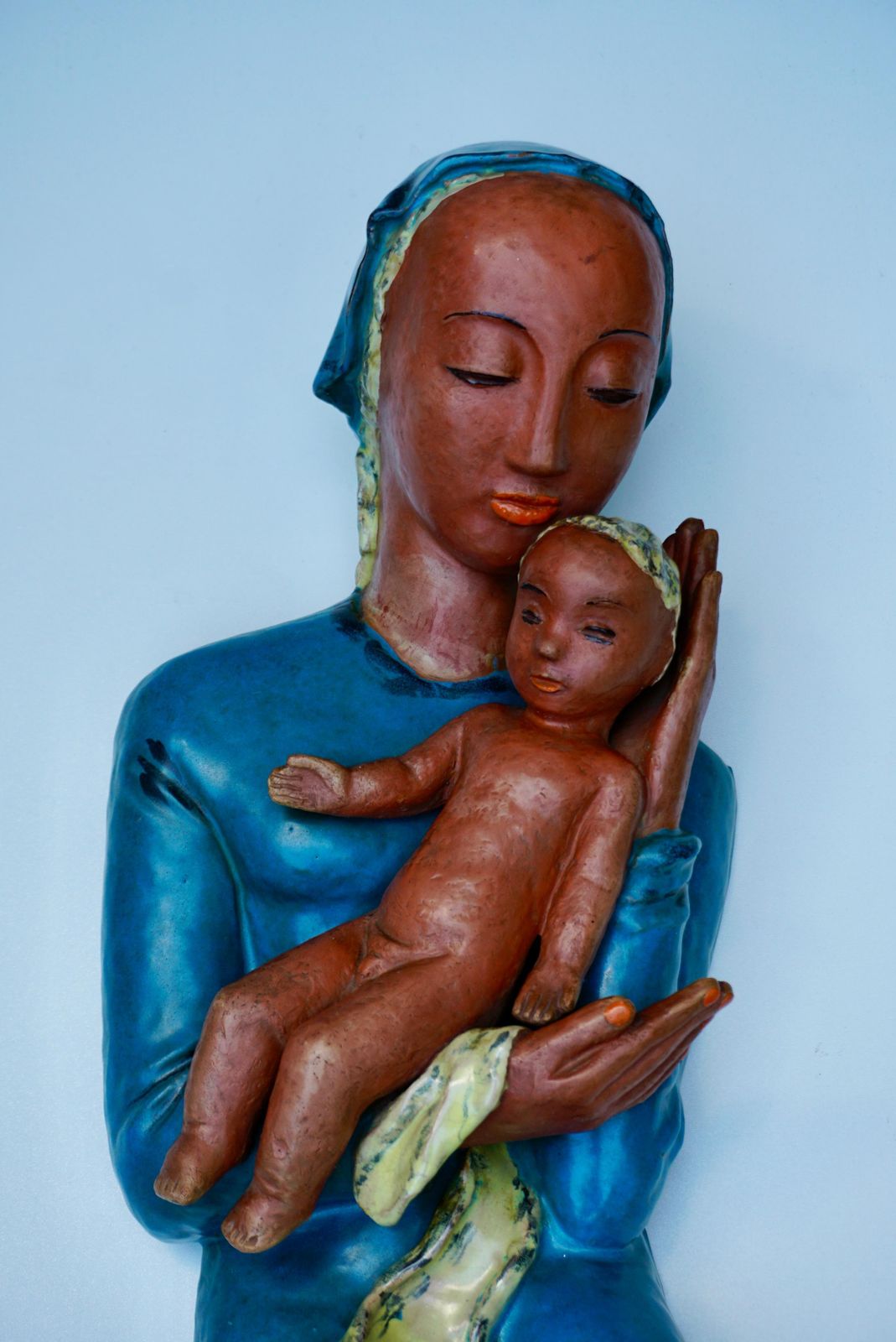 20th Century Madonna With Child Terracotta photo Art