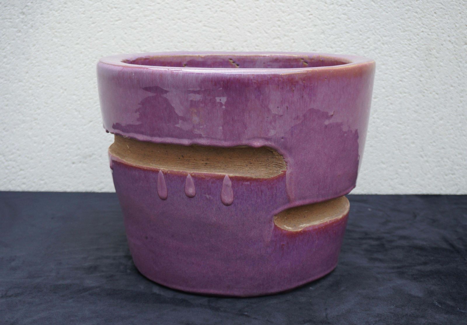 20th Century French Glazed Purple Terracotta Pot, Flower Planter photo vinterior
