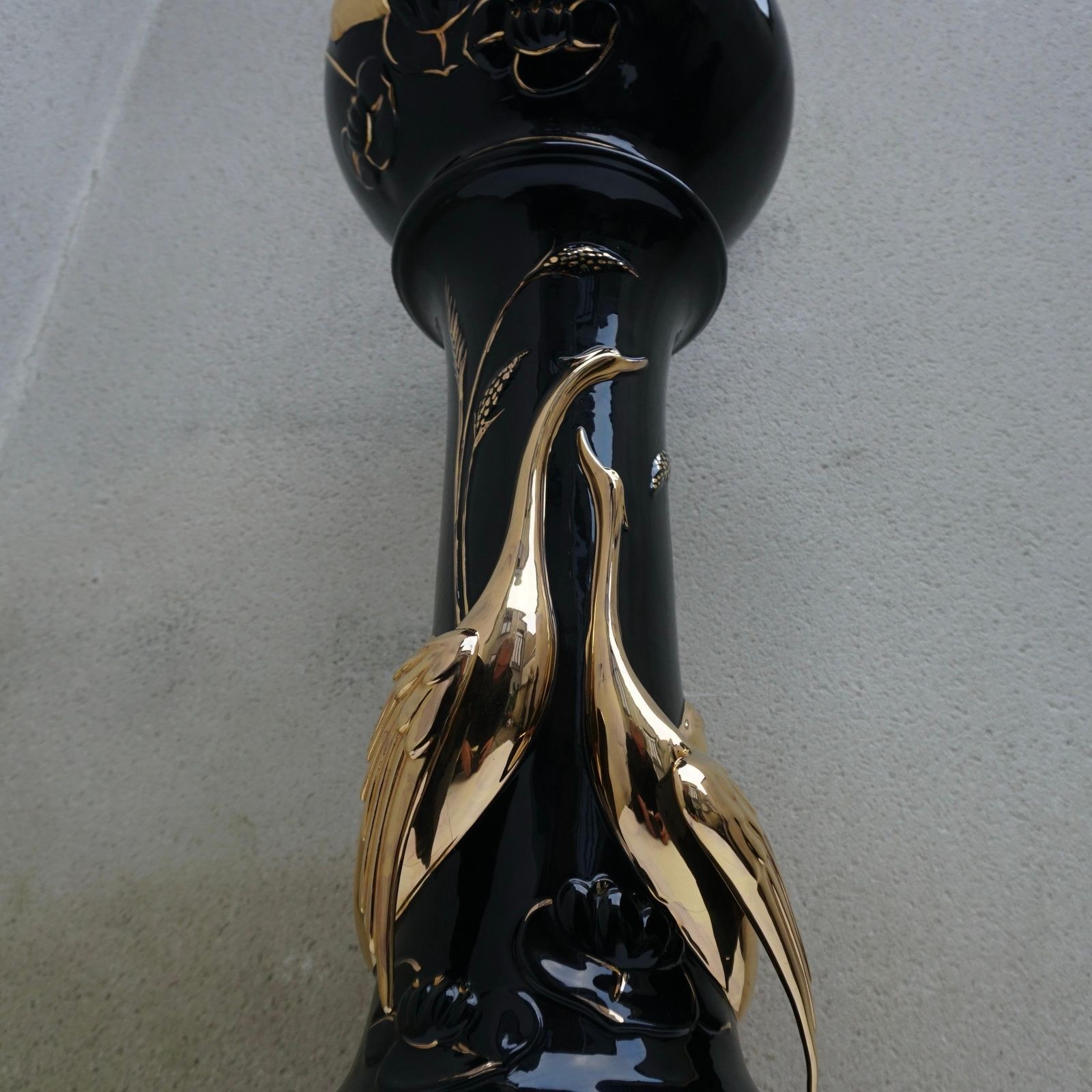 Italian Jardiniere On Pedestal With Swans photo vinterior