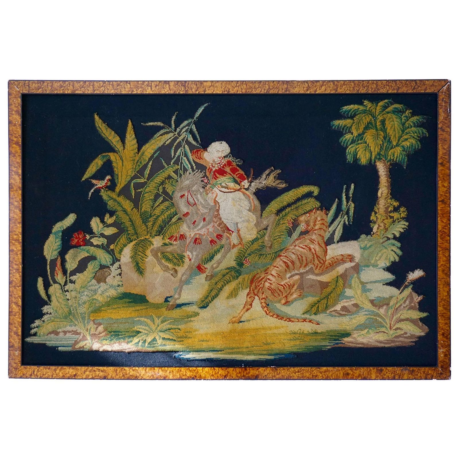 Pair Of Gros Point Stitched Panels Representing Orientalist Scenes