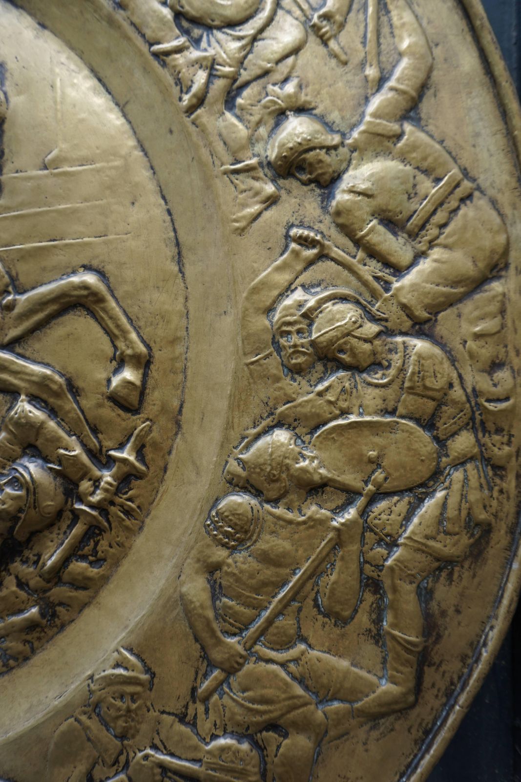 Art Hammered Copper Wall Relief Sculpture With Roman Warriors photo