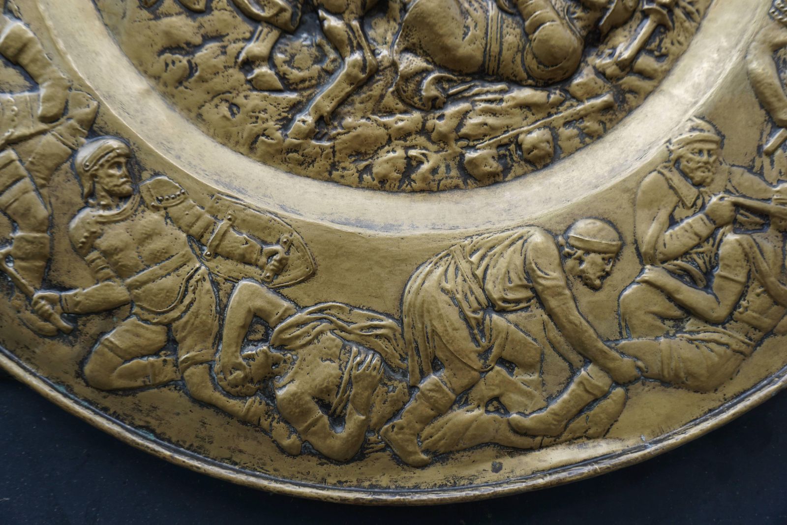 2169.0 Hammered Copper Wall Relief Sculpture With Roman Warriors photo