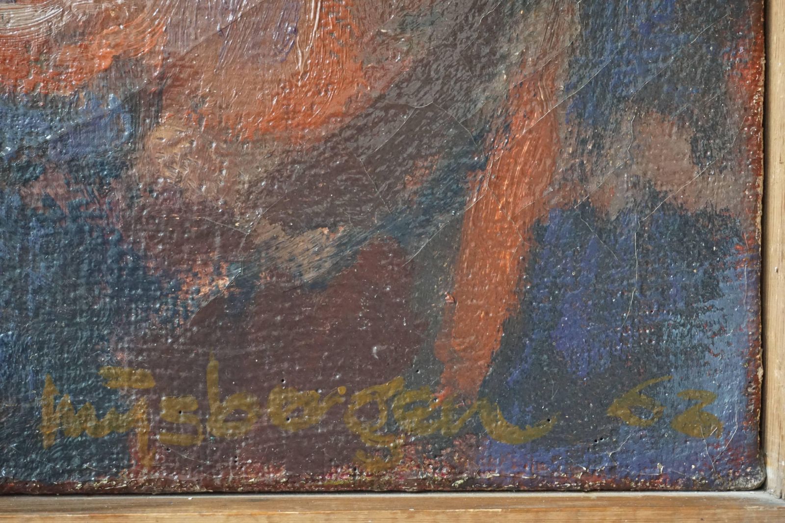 Oil On Canvas Painting, 1968, J Mijsbergen photo vintage