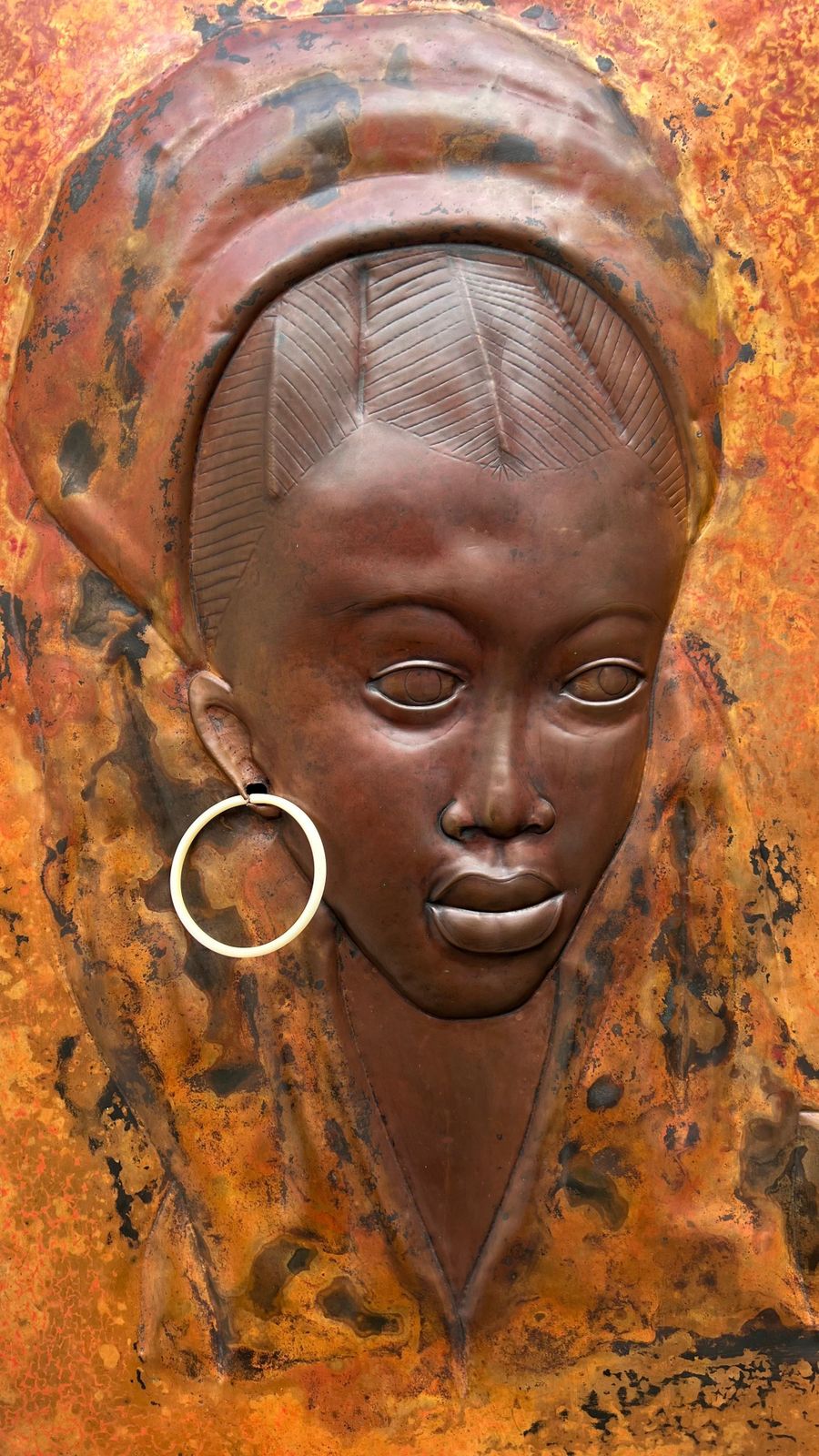photo buy Beautiful Hammered Copper Bas Relief Of An African Woman