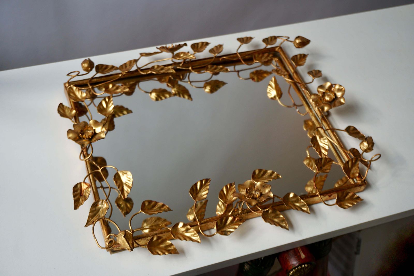Mirror In Gilded Metal With Vine Leaves Italy, 1970s photo furniture