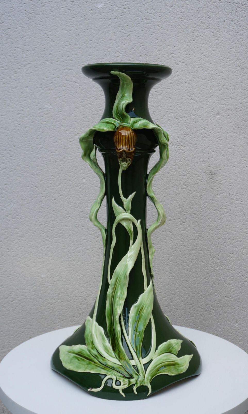 Art Nouveau Pedestal In Ceramic, In The Massier Style, Circa 1900 photo Home Decor