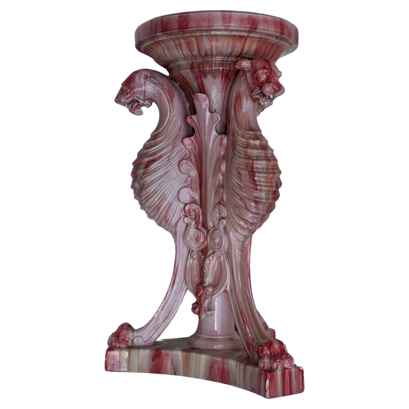 Vallauris Art Nouveau Majolica Column Pedestal Planter Jerome Massier photo furniture