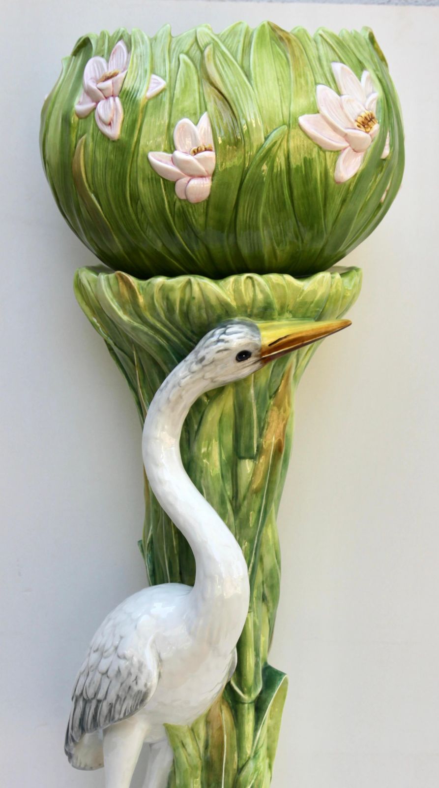 photo for sale Two Columns With Heron And Planter In The Style Of Delphin Massier