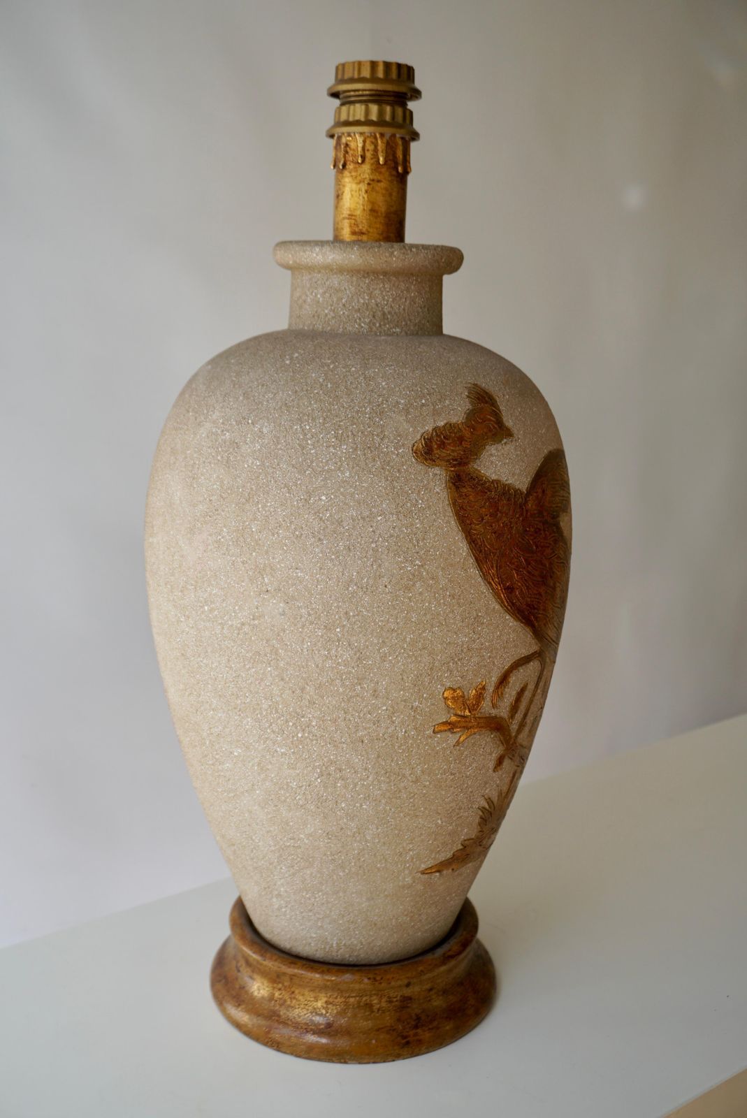 Colorful Ceramic Midcentury Lamp With Bird, 1960s photo Lighting