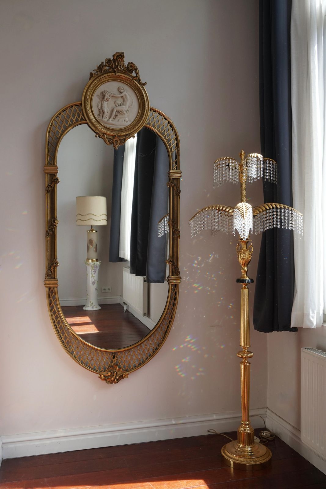 19th Century Monumental Italian Rococo Floor Mirror photo furniture