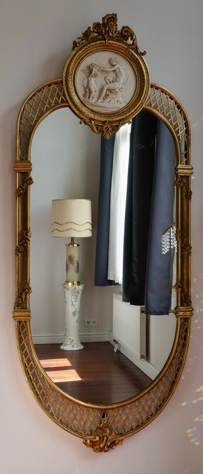 19th Century Monumental Italian Rococo Floor Mirror photo Home Decor