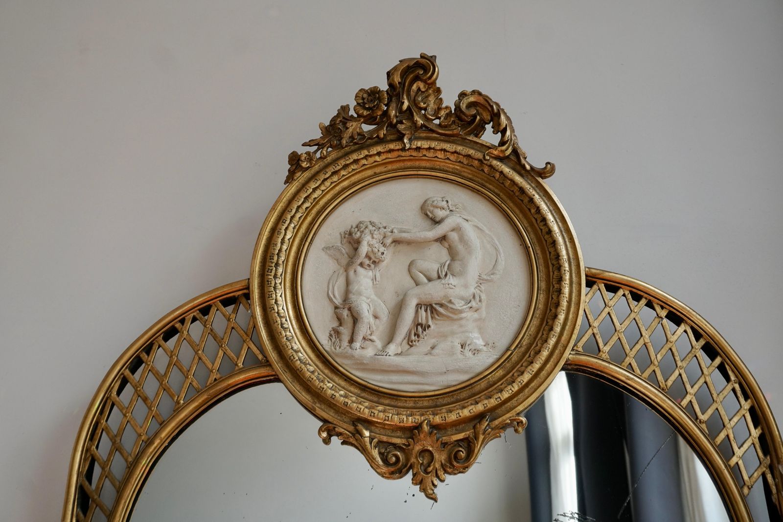 19th Century Monumental Italian Rococo Floor Mirror photo vinterior