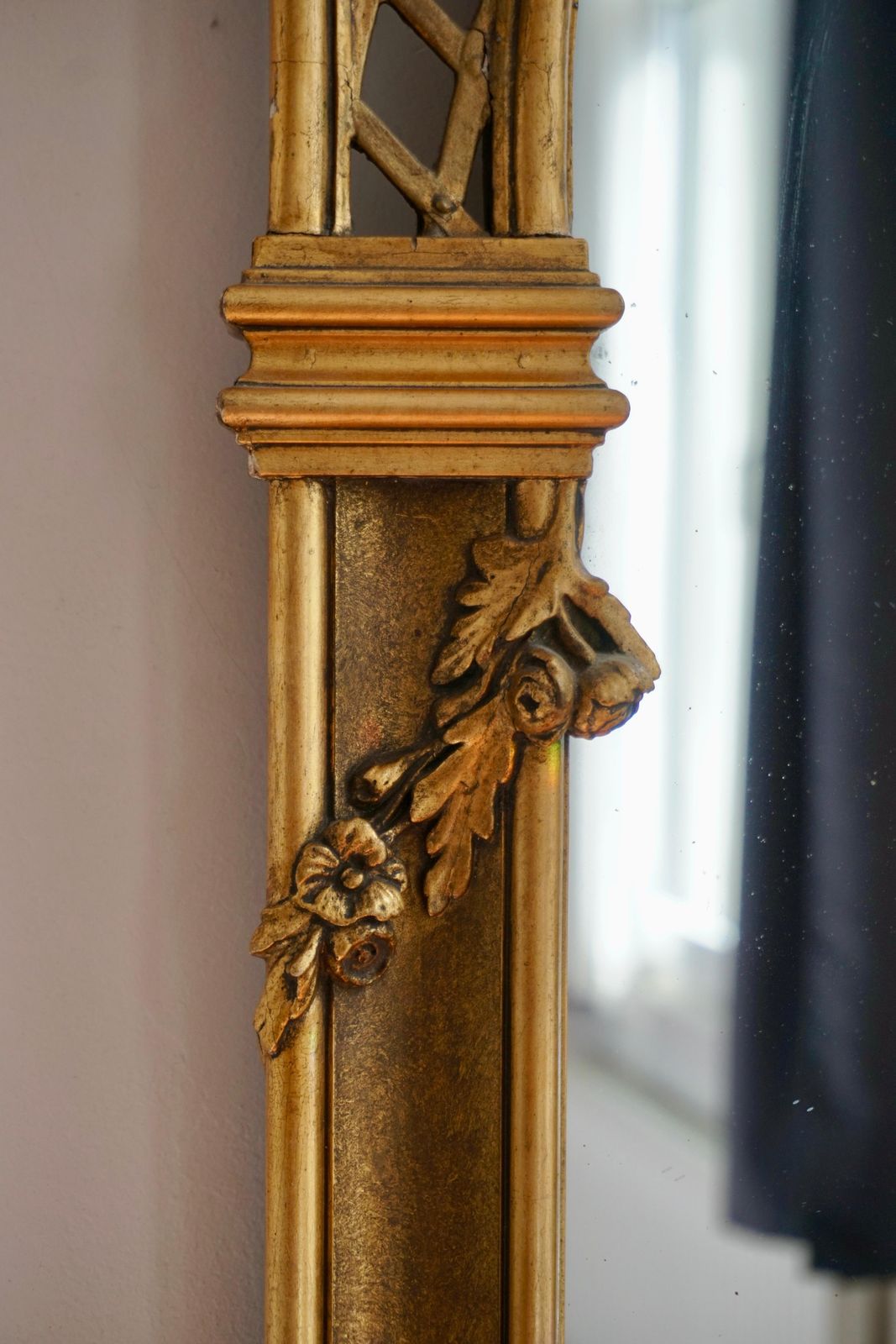 19th Century Monumental Italian Rococo Floor Mirror photo vintage