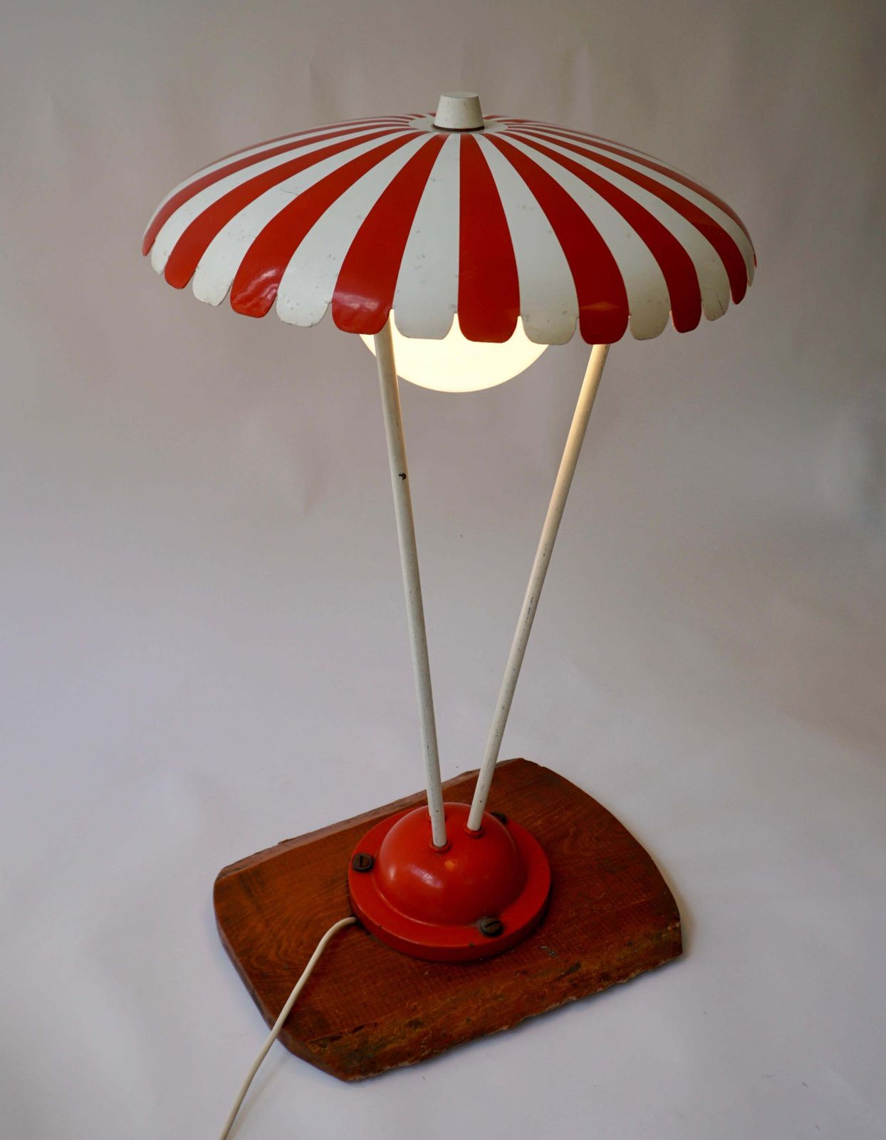 Charming Vintage Garden Lamp From The 1950s   Red And White photo Garden Lighting