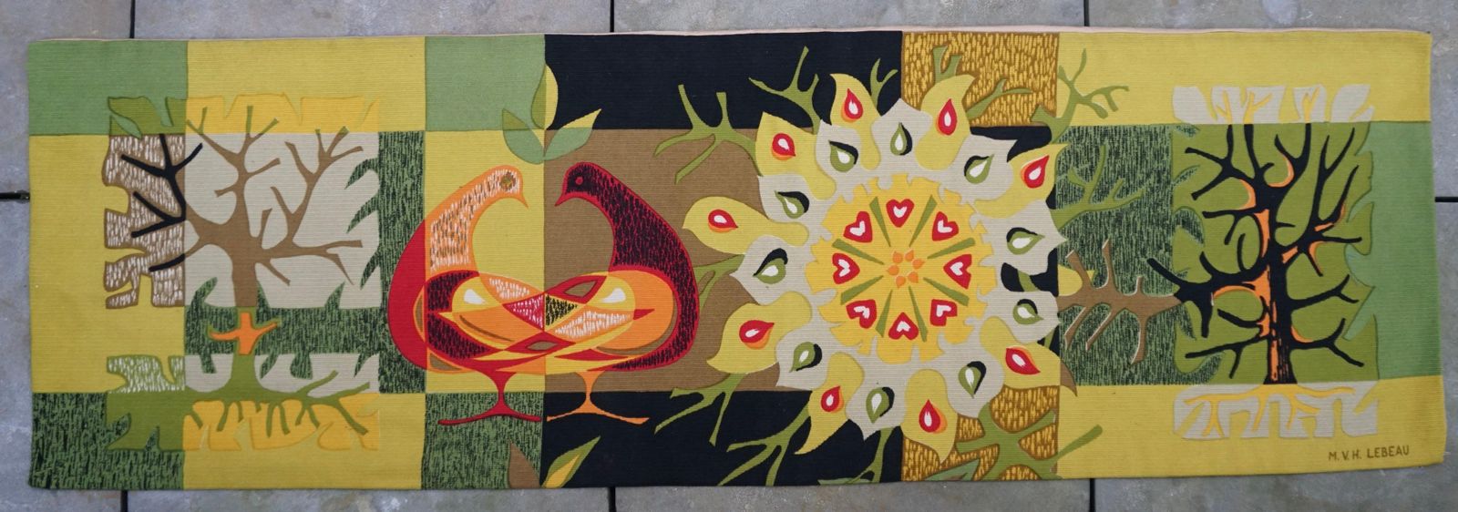 “The Golden Birds” Signed Michèle Van Hout Le Beau, Circa 1970 photo vinterior