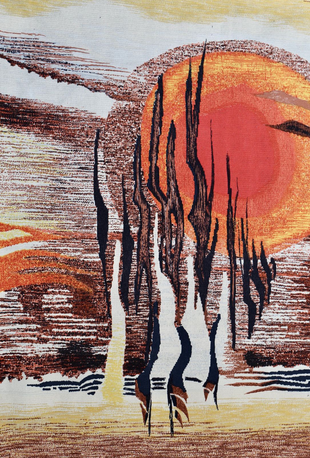Tapestry In Wool "Land On Fire" By Jean Michel Lartigaud photo for sale