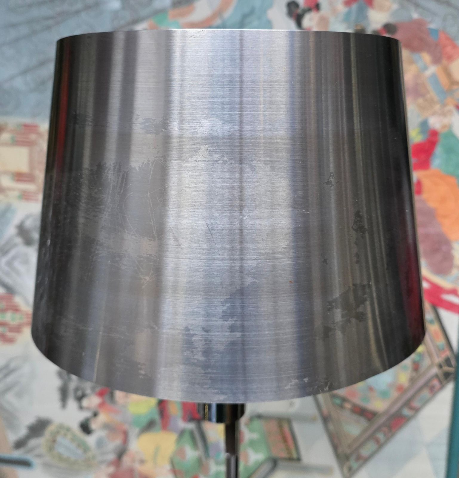 Pair Of Maison Charles Floor Lamps With Curved Stainless Shades photo vintage