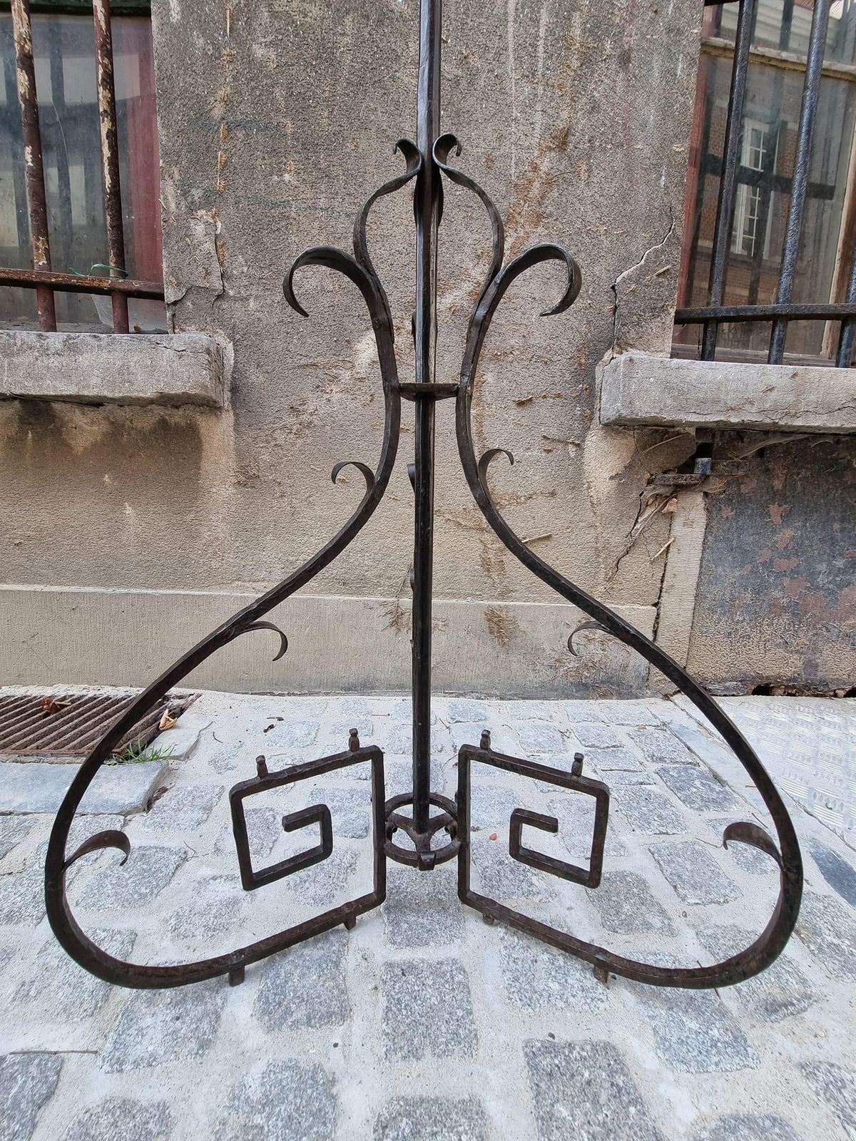 3142.0 Four Antique Wrought Iron Art Deco Castle Monastery Floor Lamps Or Candlestick photo