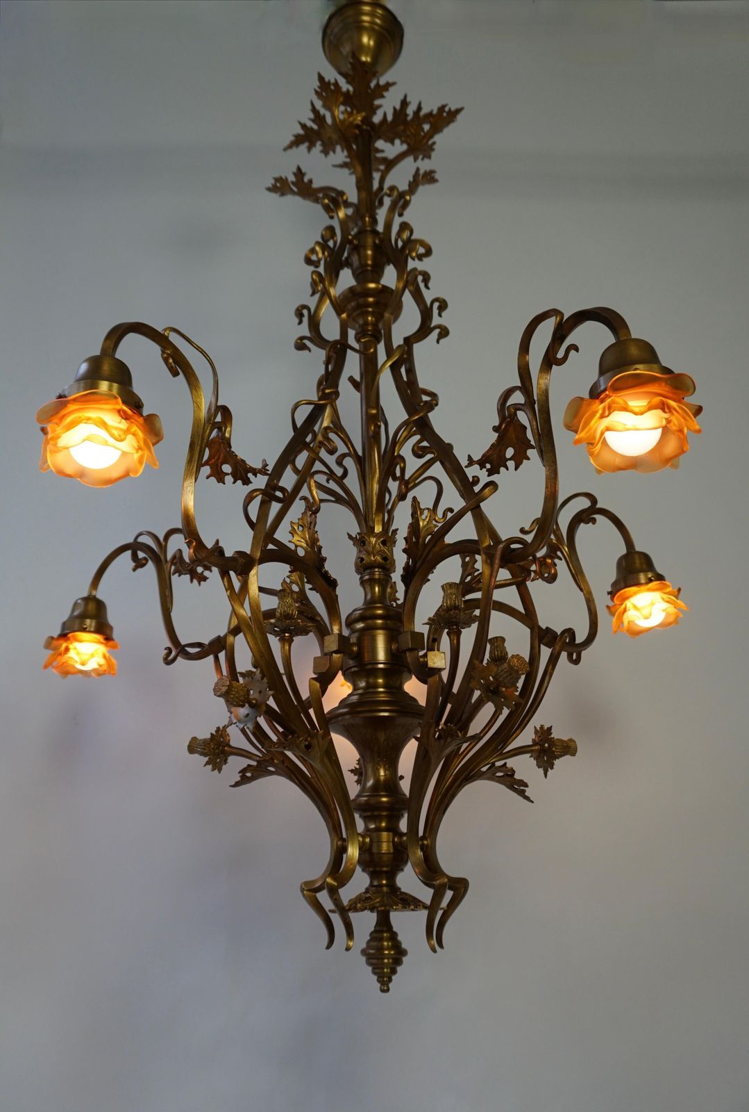 photo for sale Large And Top Quality, Elegant & Exquisite 5 Light Art Nouveau Chandelier