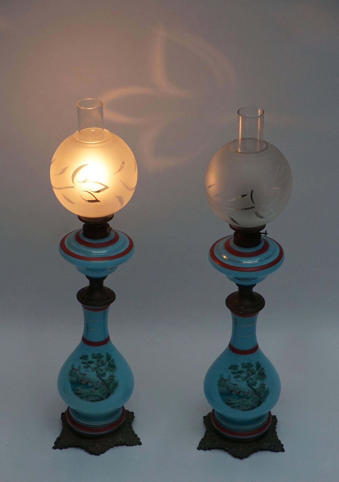 Pair Of 19th Century French Opaline Lamps photo 1189.0