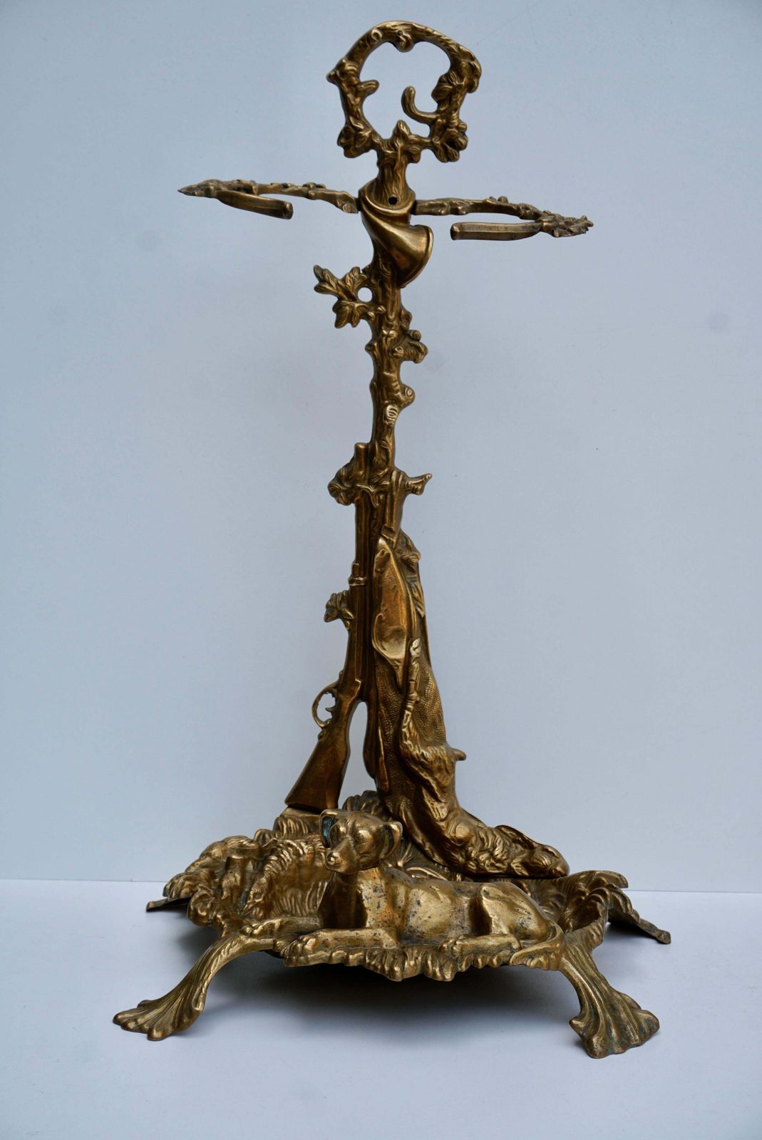 French Napoleon III Bronze Umbrella Stand With Hunt Motifs photo for sale