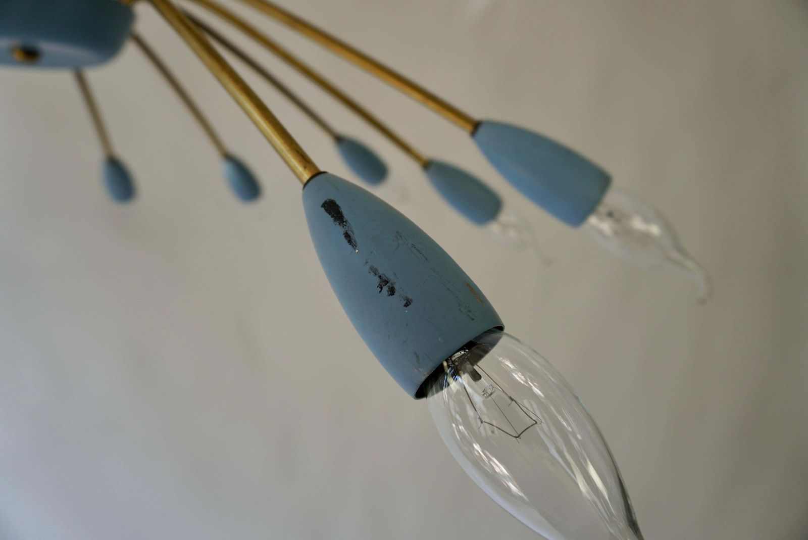 Italian Midcentury Twelve Light Sputnik Flus Chandelier In Stilnovo Style photo buy