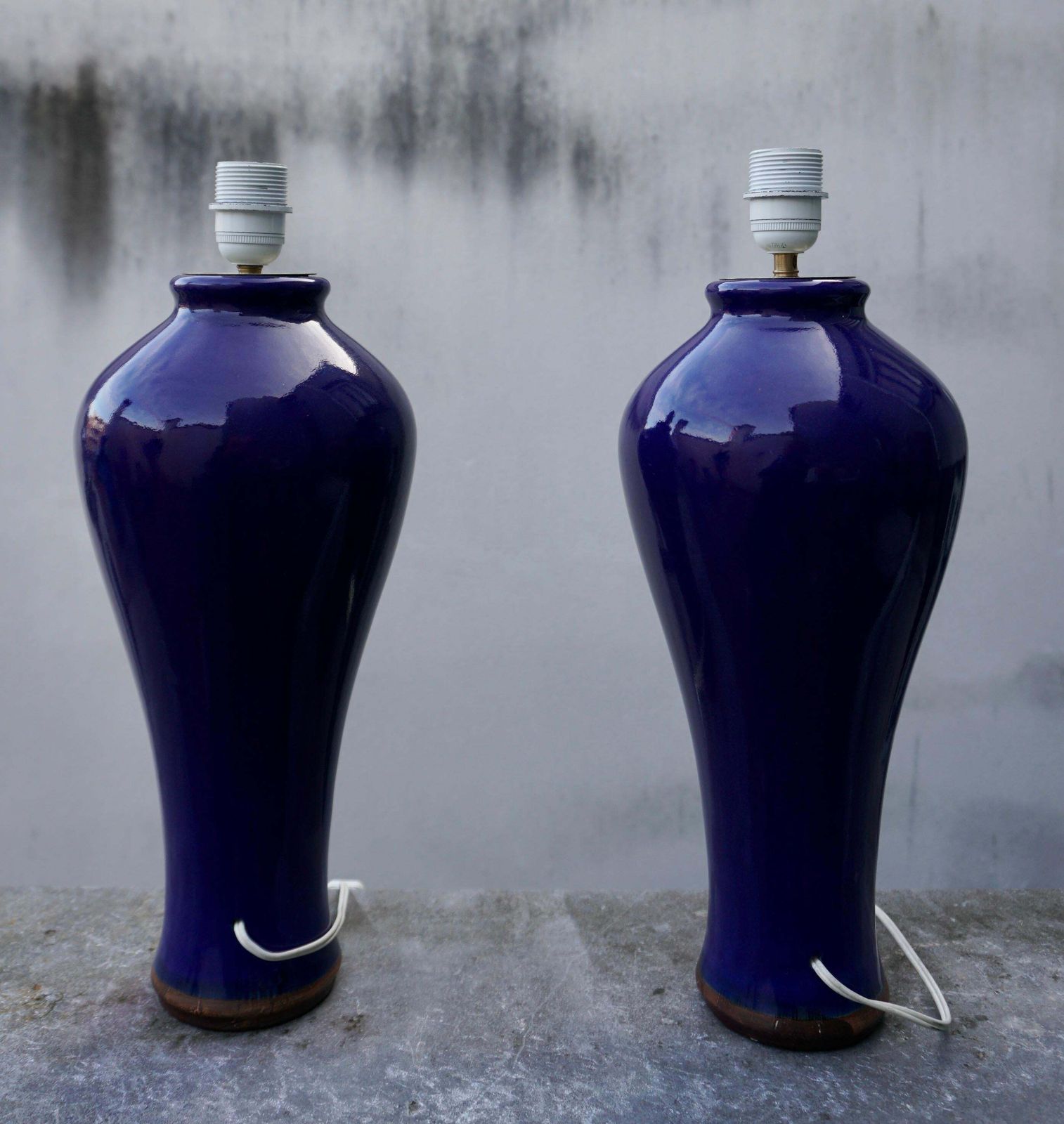 Pair Of Cobalt Blue Vases, Wired Into Lamps photo 1231.0