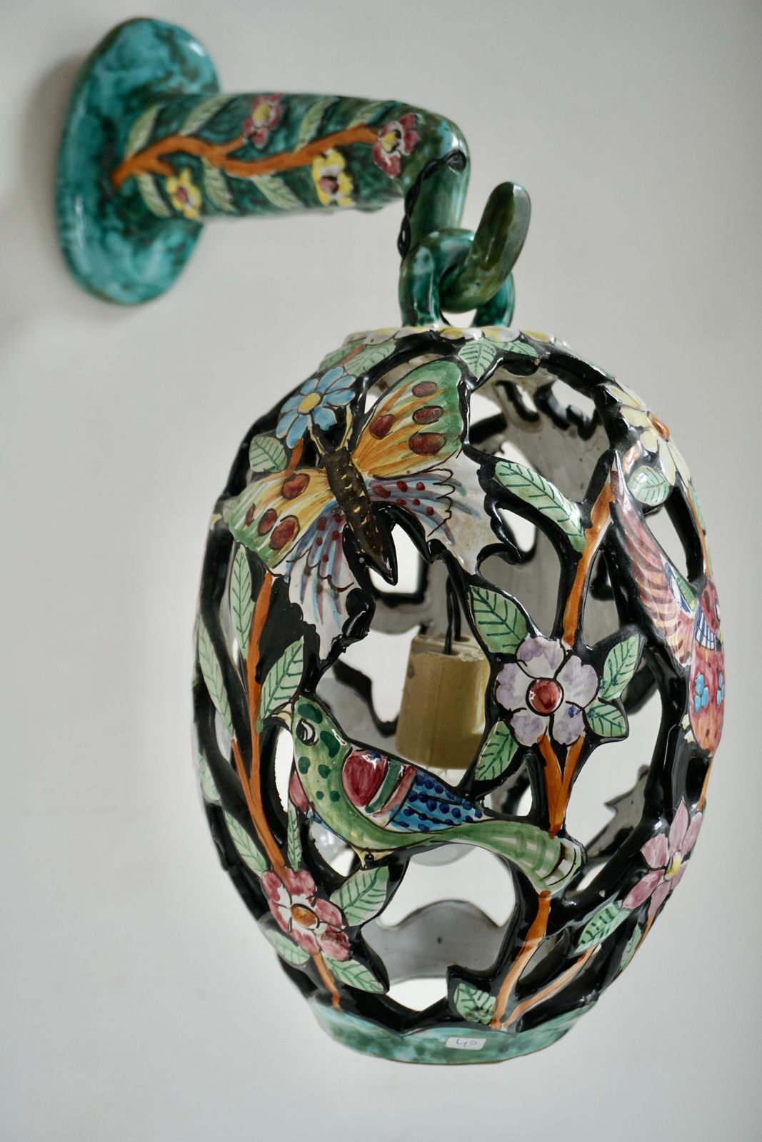 Lovely Mid Century Modern Bird Cage Wall Light With Butterfly Birds And Flowers photo Lighting