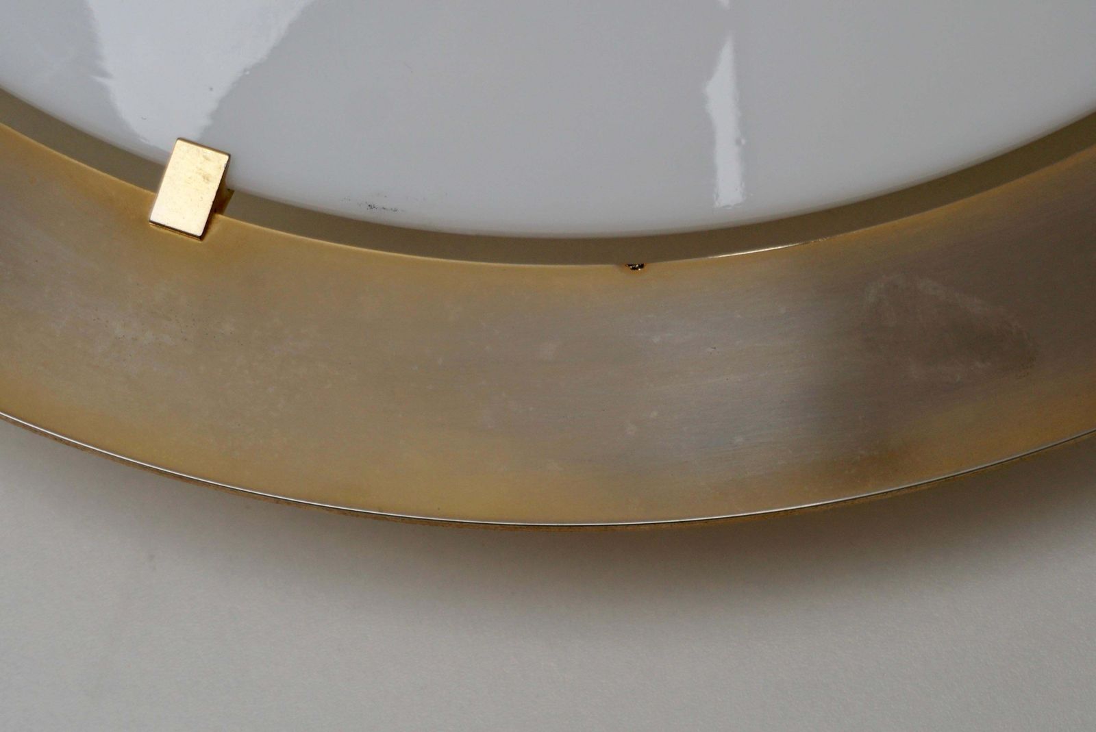 photo buy One Of Four Limburg Flush Mount Or Wall Lights, Brass Opal Glass, 1970s
