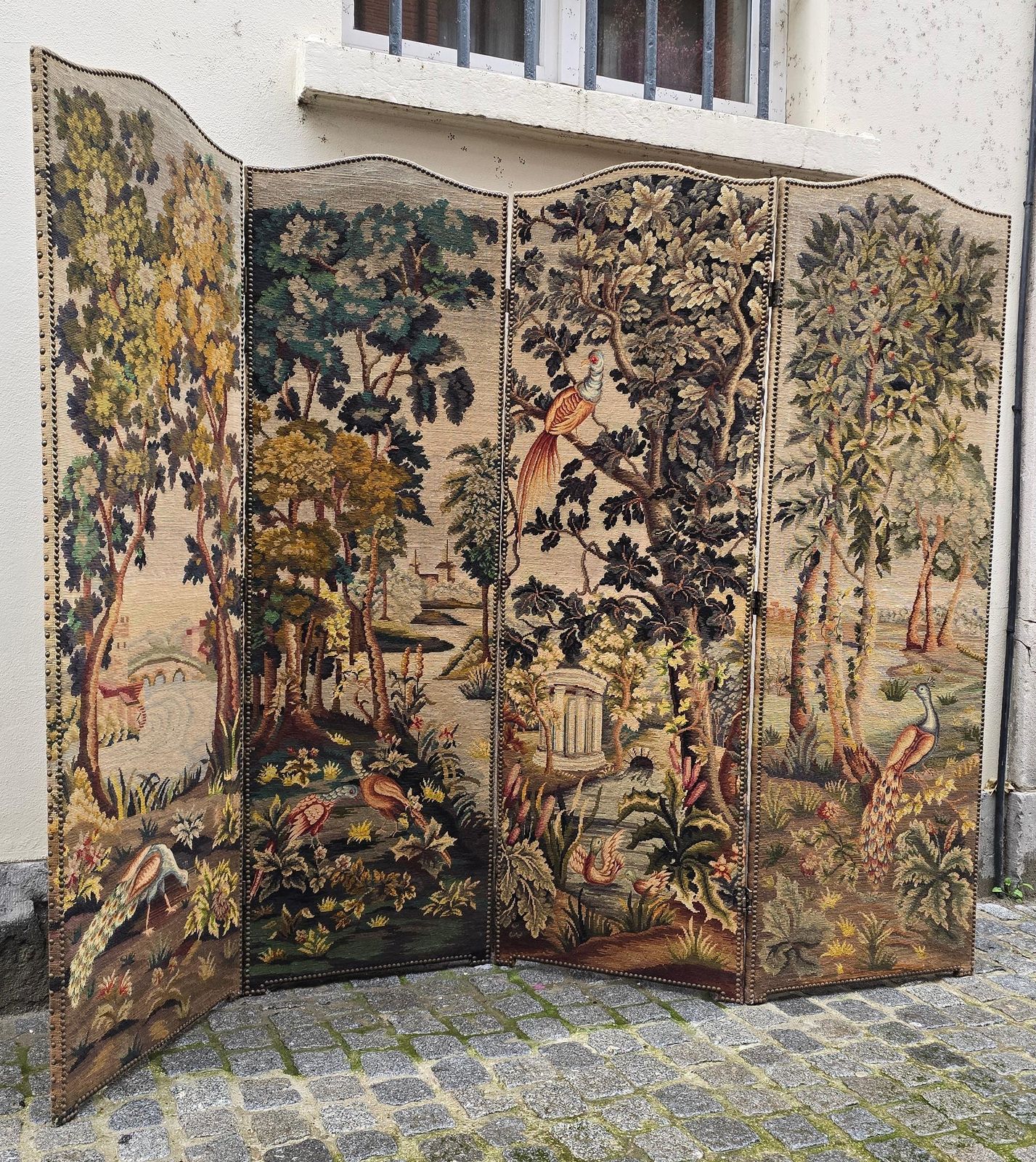 Room Divider With Aubusson Tapestries Featuring Birds And Floral Motifs photo 6635.0
