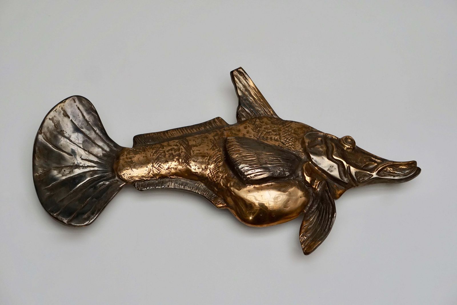 Bronze Wall Sconce Sculpture In The Shape Of A Fish photo for sale